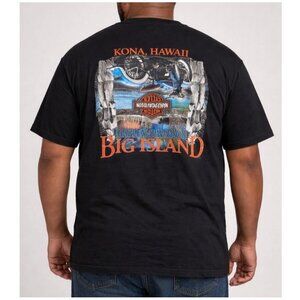 Harley Davidson Big Kahuna, HI black graphic T-shirt front chest logo SZ XL